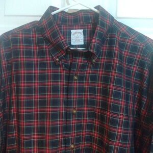 Brooks Brothers Men's Black Stewart Tartan Plaid Button Down Shirt